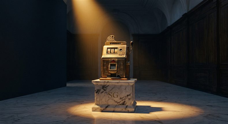 Schermo di gioco con slot machine illuminate